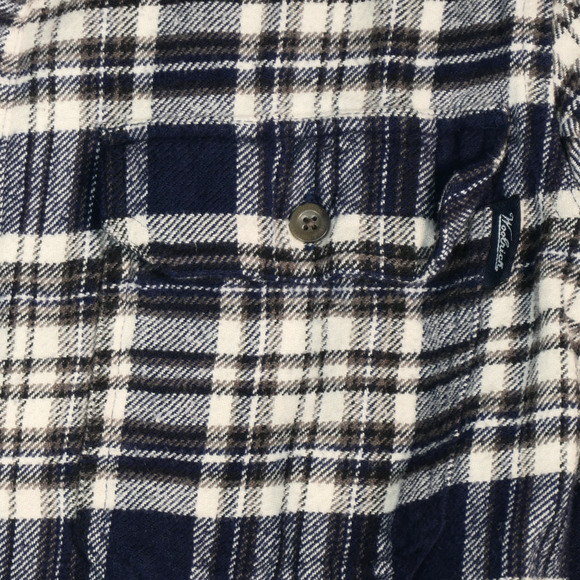 Woolrich Flannel Shirt Men Small Blue Pockets 100% Cotton Long Sleeve Plaid - Picture 3 of 9